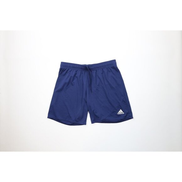 Vintage Y2K Adidas Mens XL Spell Out Running Jogging Soccer Shorts Navy Blue - Picture 1 of 12